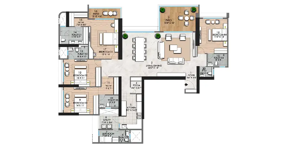 Rustomjee Verdant Vistas Thane 3 BHK Floor Plan Rustomjee Verdant Vistas Thane 3 BHK Floor Plan